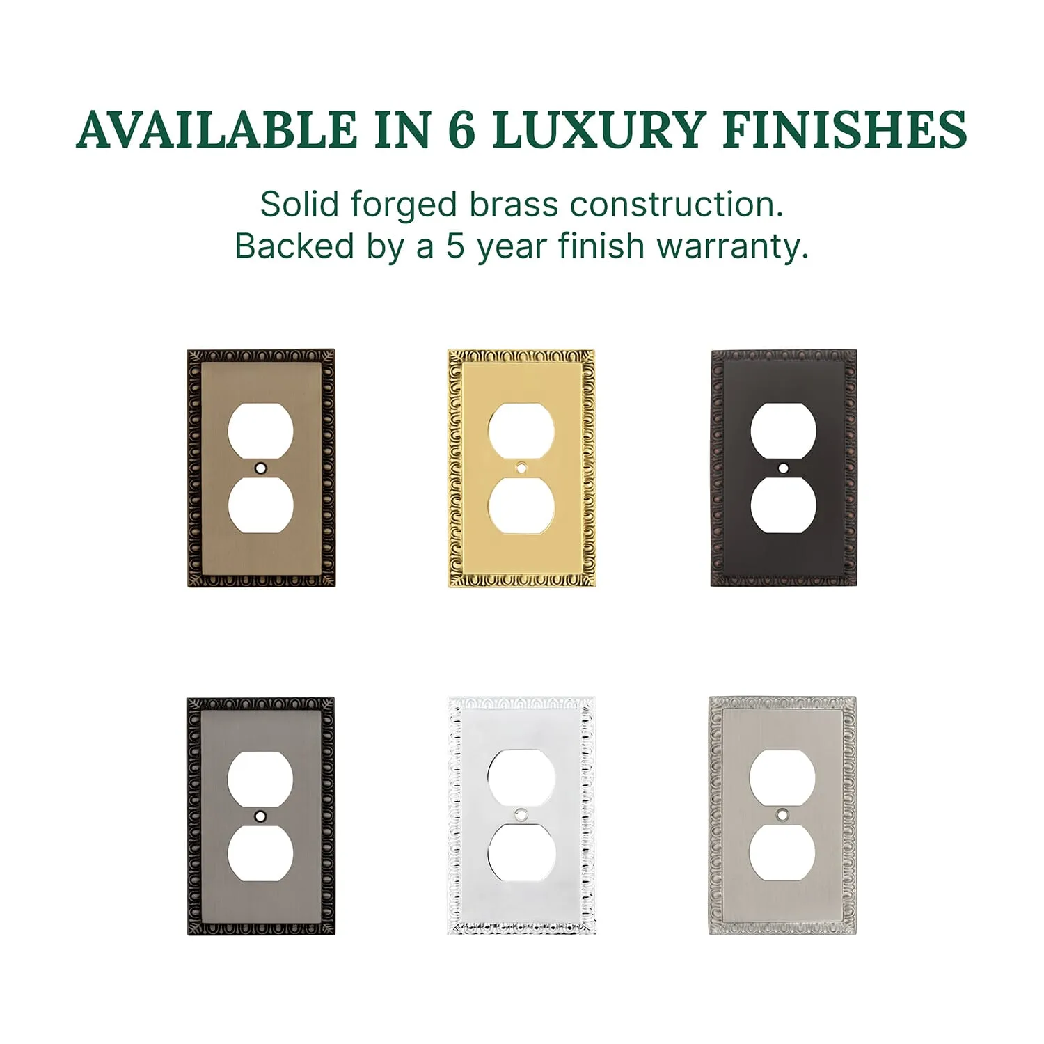 Egg & Dart Switch Plate with Outlet in Antique Pewter