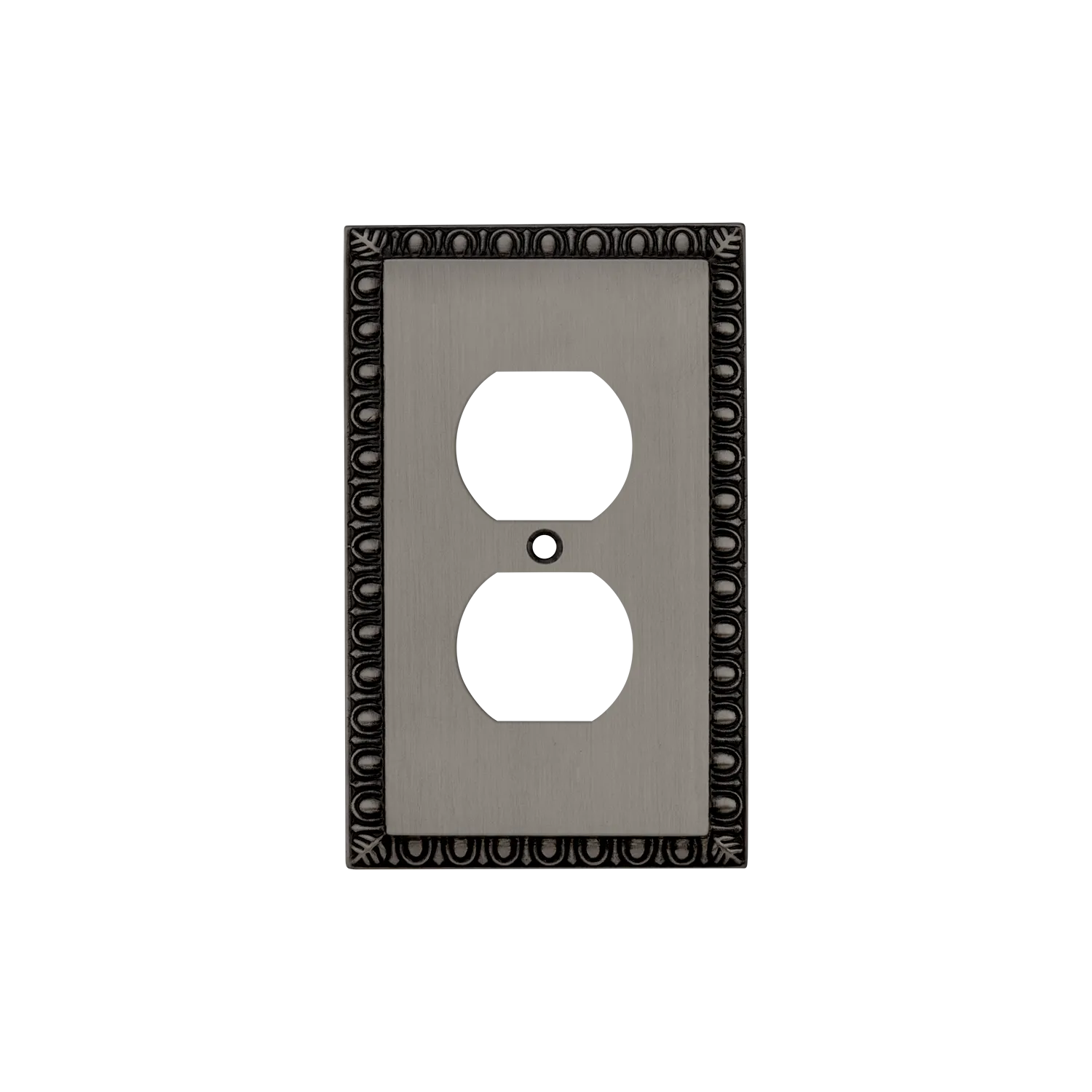 Egg & Dart Switch Plate with Outlet in Antique Pewter