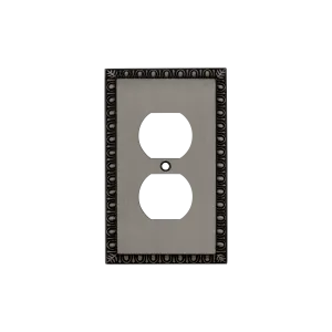 Egg & Dart Switch Plate with Outlet in Antique Pewter