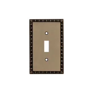 Egg & Dart Switch Plate with Single Toggle in Antique Brass