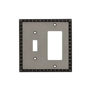 Egg & Dart Switch Plate with Toggle and Rocker in Antique Pewter