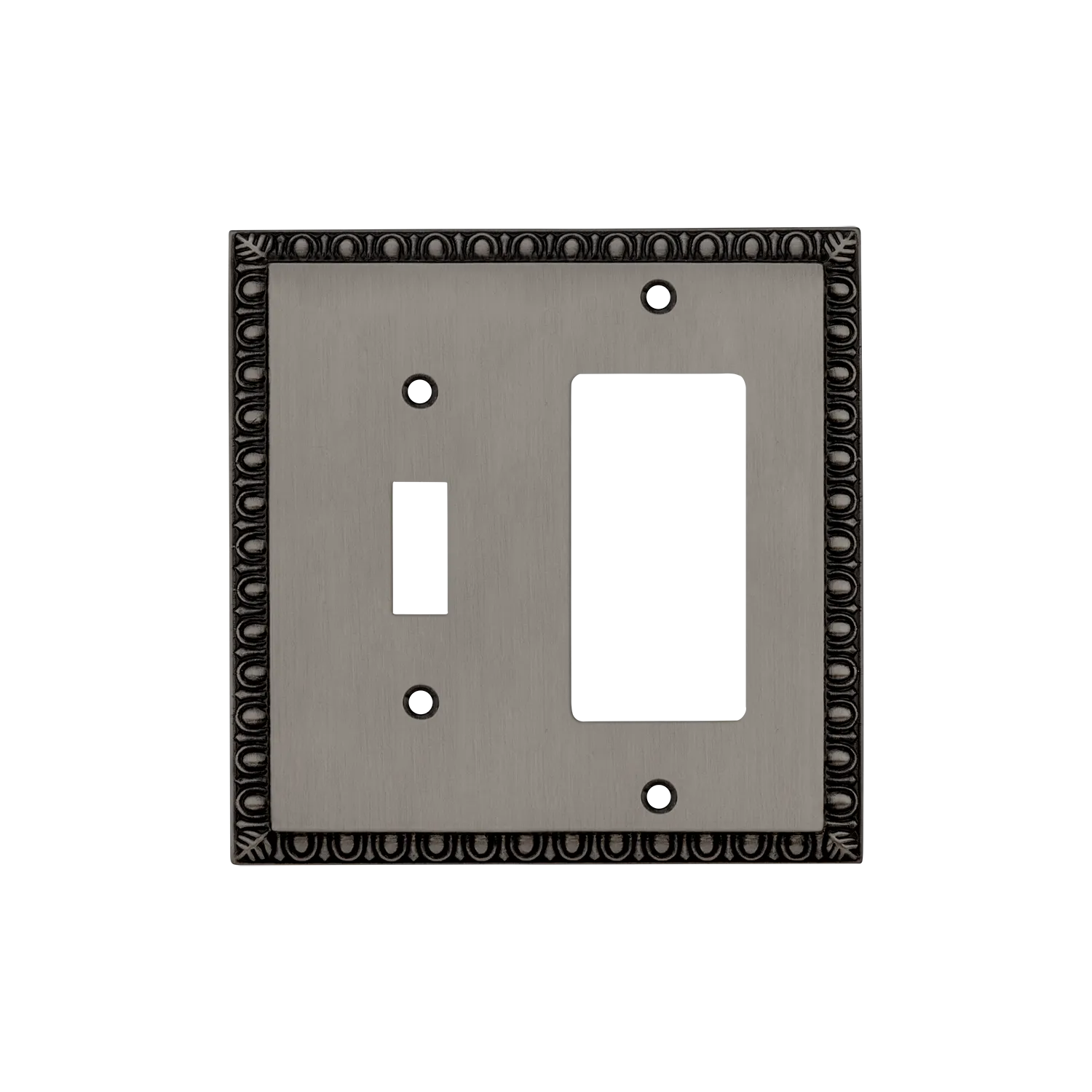 Egg & Dart Switch Plate with Toggle and Rocker in Antique Pewter