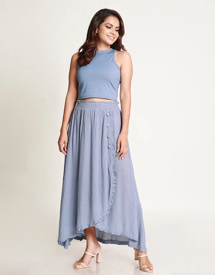 Elastic Waist Skirt with Ruffle Details