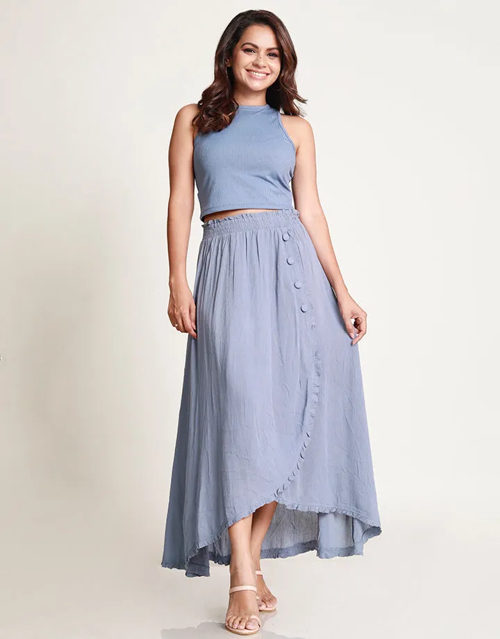 Elastic Waist Skirt with Ruffle Details