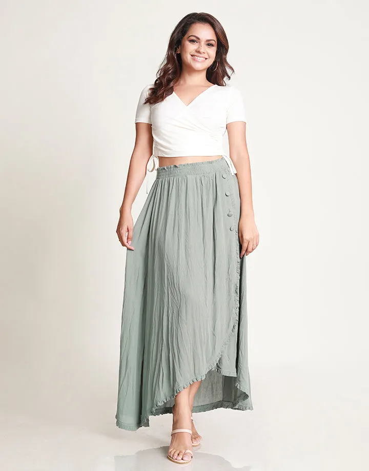 Elastic Waist Skirt with Ruffle Details