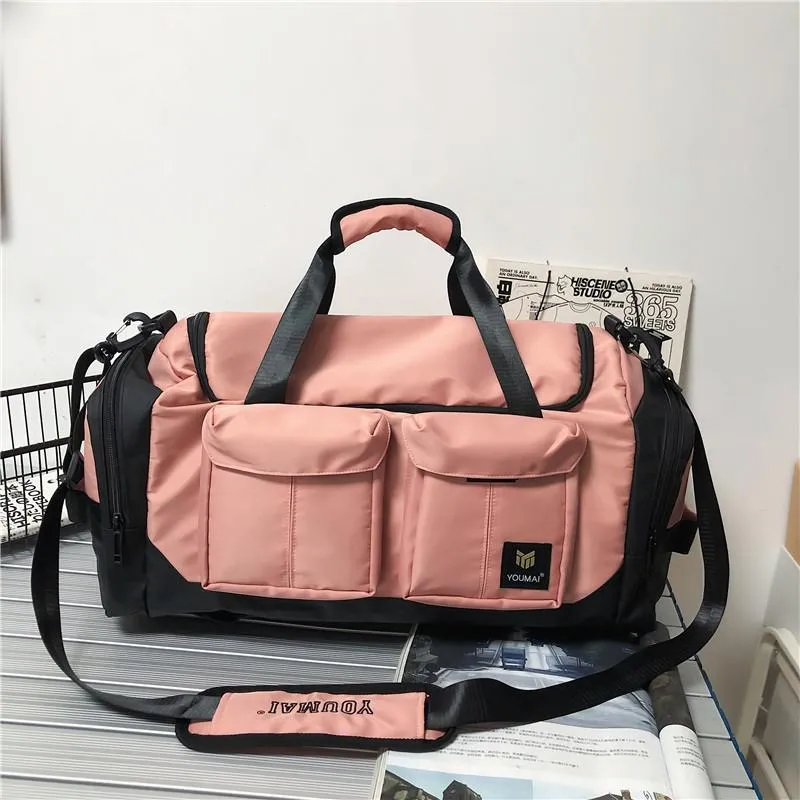 Fashion Women Bag Trendy Solid Color Gym Bags Large Capacity Backpacks With Many Pockets Nylon Waterproof Travel Bags 2021