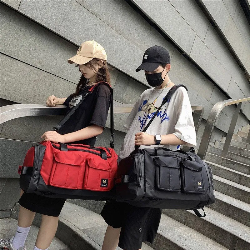 Fashion Women Bag Trendy Solid Color Gym Bags Large Capacity Backpacks With Many Pockets Nylon Waterproof Travel Bags 2021