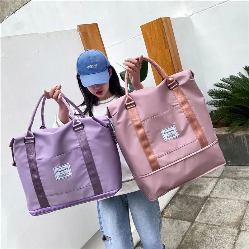 Fashion Women's Travel Bag Sports Fitness Bags Suitcases Duffle Bag Waterproof Weekend Handbag Large Capacity Shoulder Bag