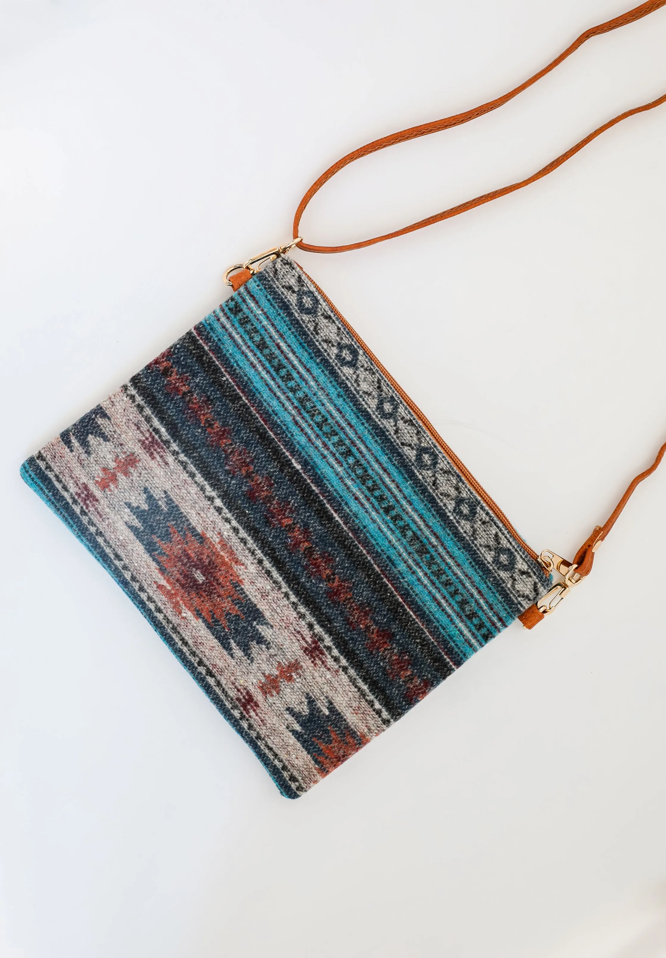 FINAL SALE - Curated Energy Teal Aztec Crossbody Bag