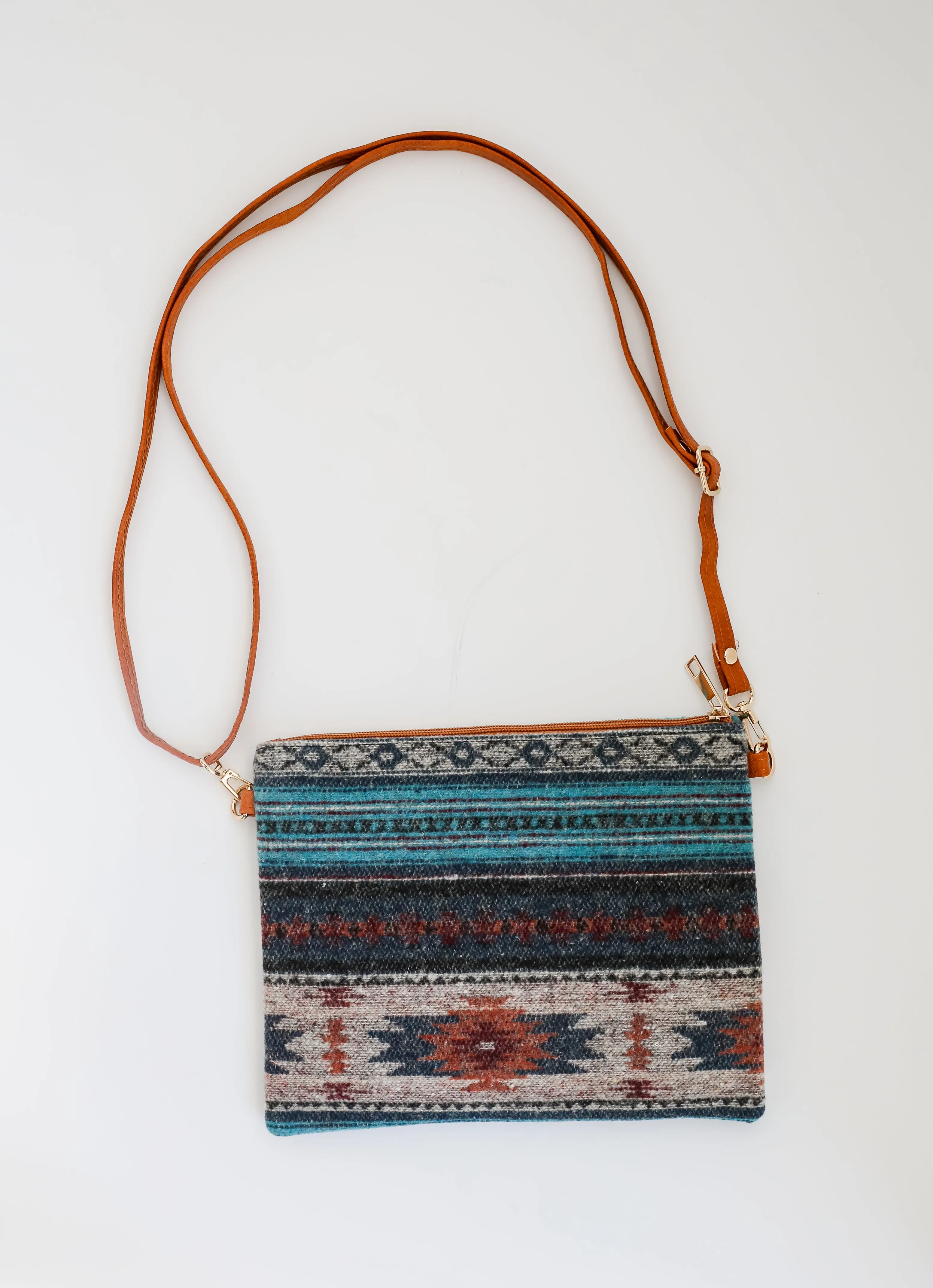FINAL SALE - Curated Energy Teal Aztec Crossbody Bag