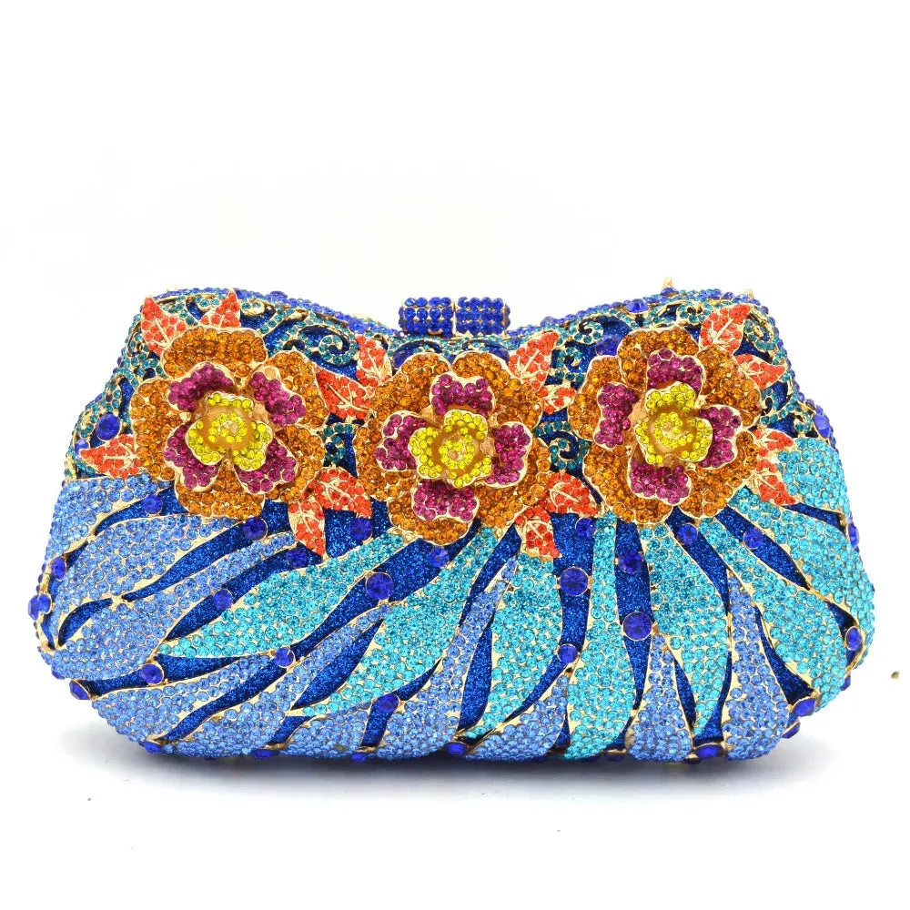 Flower Designer Crystal Evening Feast Clutch Bag