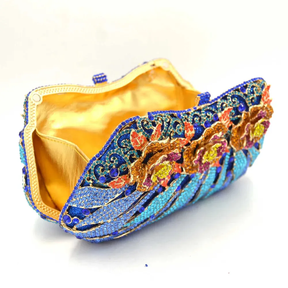 Flower Designer Crystal Evening Feast Clutch Bag