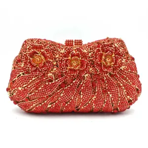 Flower Designer Crystal Evening Feast Clutch Bag