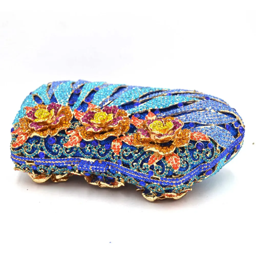 Flower Designer Crystal Evening Feast Clutch Bag