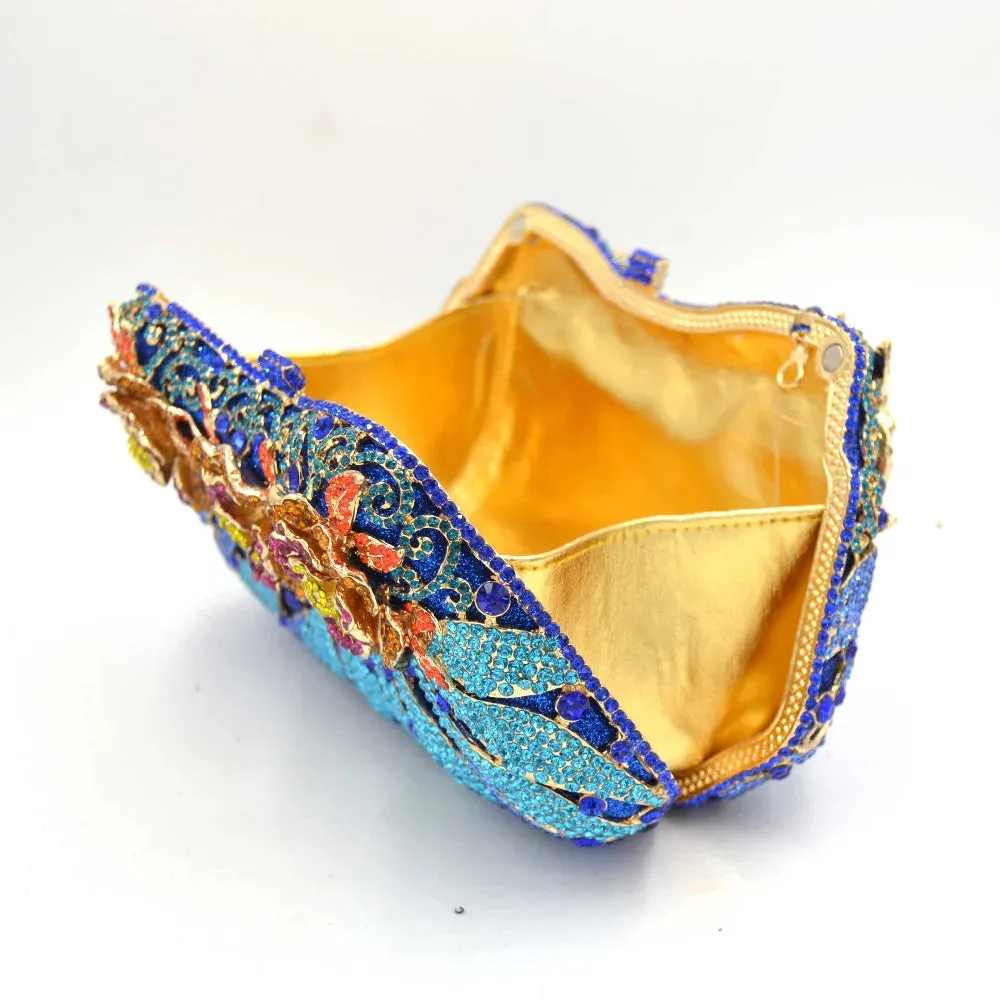 Flower Designer Crystal Evening Feast Clutch Bag