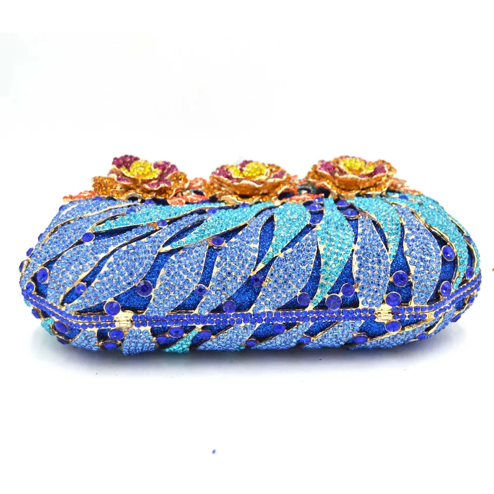 Flower Designer Crystal Evening Feast Clutch Bag