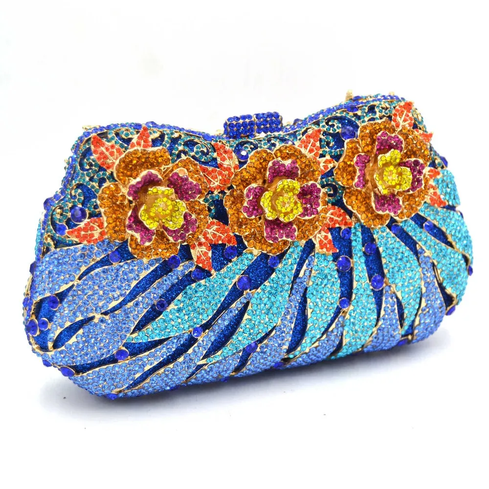 Flower Designer Crystal Evening Feast Clutch Bag