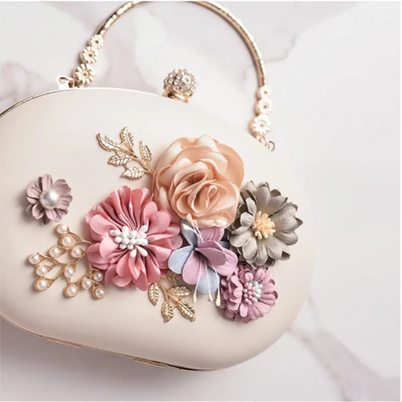 Flowers Clutch Purses for Women Evening Wedding Formal Clasp Handbag