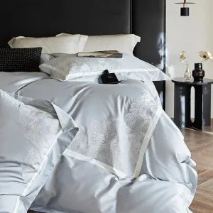 Flytonn-Bedding Set 1000TC Egyptian Cotton Luxury Flowers Embroidery Duvet Cover Set Flat/Fitted Bed Sheet Pillowcases Queen King Size