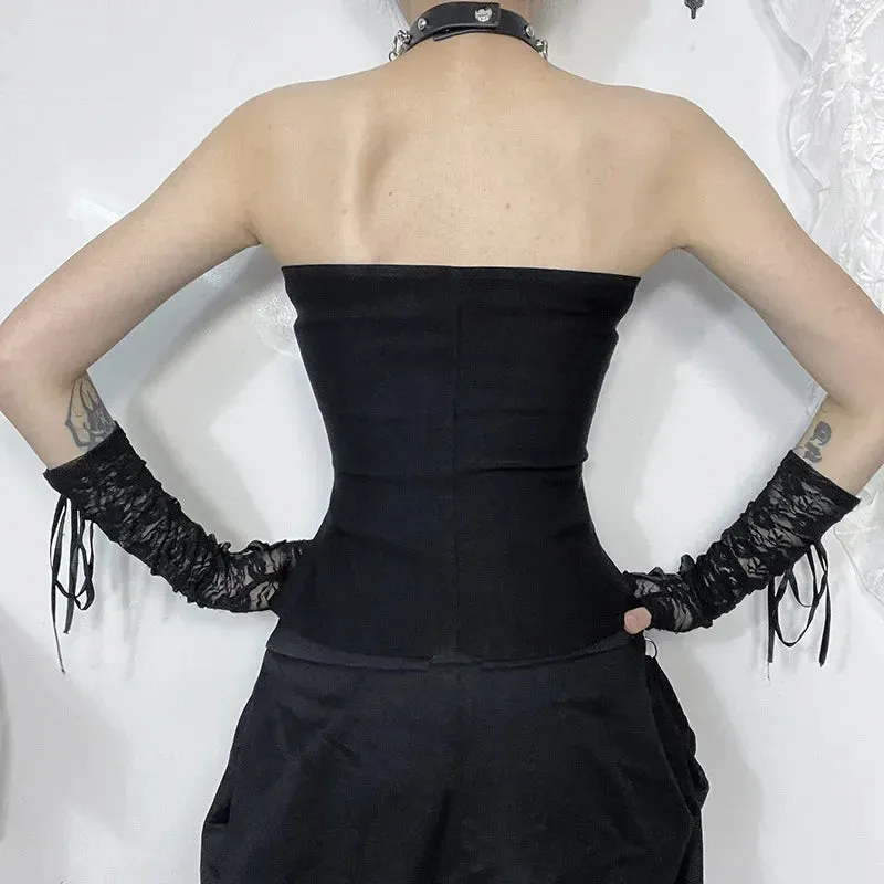 Flytonn-Halloween Outfits Halloween Gifts Gothic Style 2024 Women Y2K Sexy Women Corset Bustiers Strapless Tops Cosplay Black Gothic Harajuku Punk Camis Hip Hop Aesthetic Dance Top
