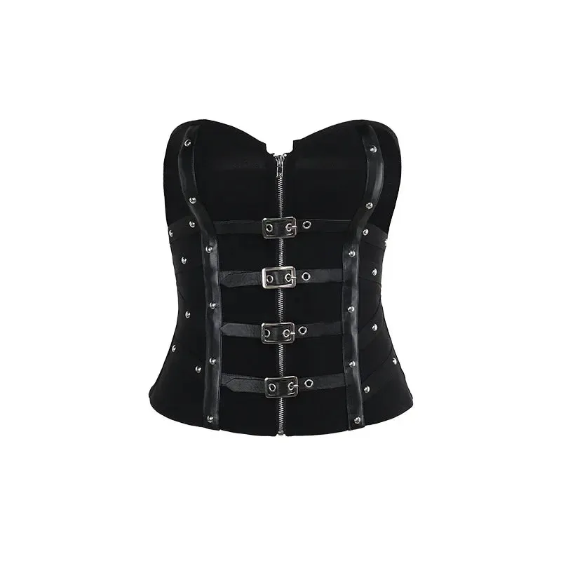 Flytonn-Halloween Outfits Halloween Gifts Gothic Style 2024 Women Y2K Sexy Women Corset Bustiers Strapless Tops Cosplay Black Gothic Harajuku Punk Camis Hip Hop Aesthetic Dance Top