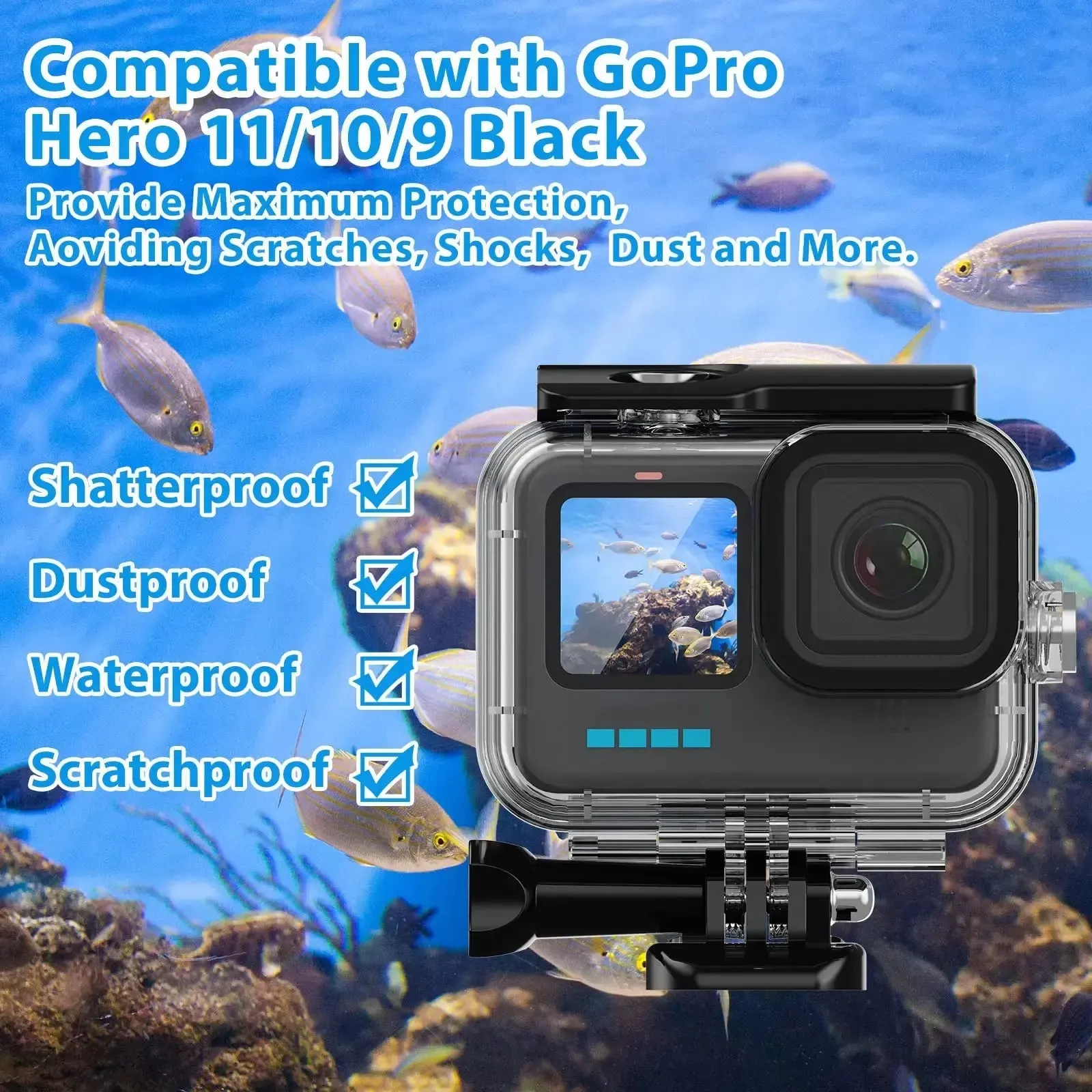 For GoPro Hero 11 10 9 Black Case Waterproof 60M Housing Diving Protective for Go Pro 9 10 GoPro9 Underwater Cover Accessories