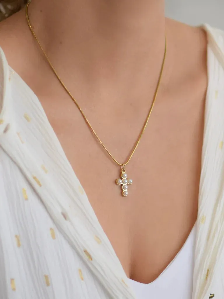 Forgiven Pearl Cross Necklace