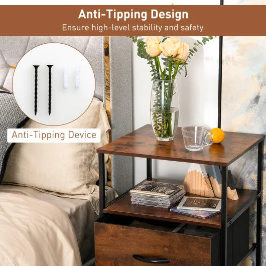 Freestanding Cabinet Dresser with Wooden Top Shelves-S
