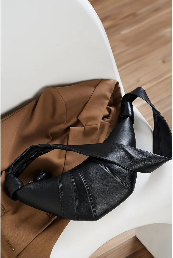 French small lambskin dumpling crossbody bag coffee 2701