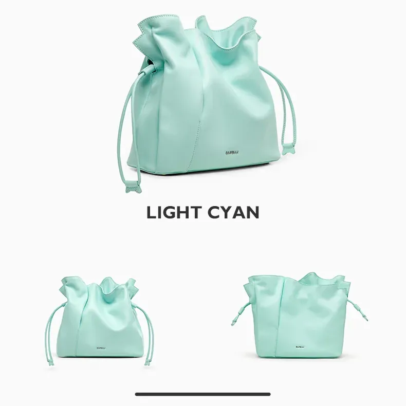 Genuine Leather Casual Bucket  Shoulder Handbag