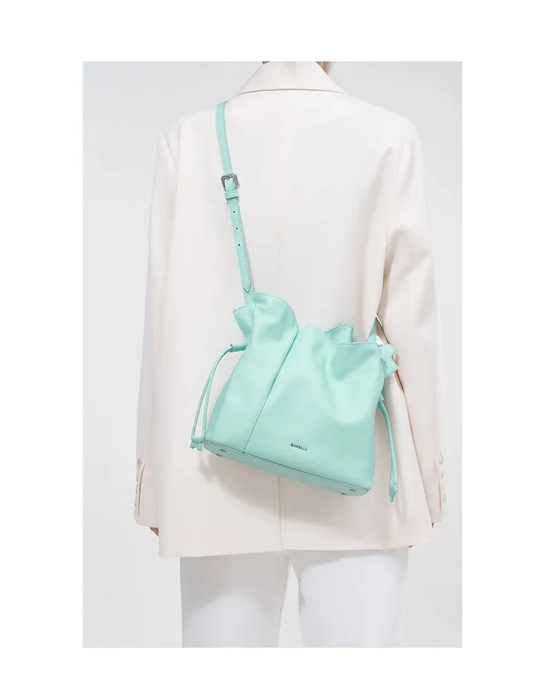 Genuine Leather Casual Bucket  Shoulder Handbag