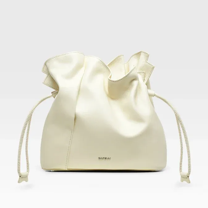 Genuine Leather Casual Bucket  Shoulder Handbag