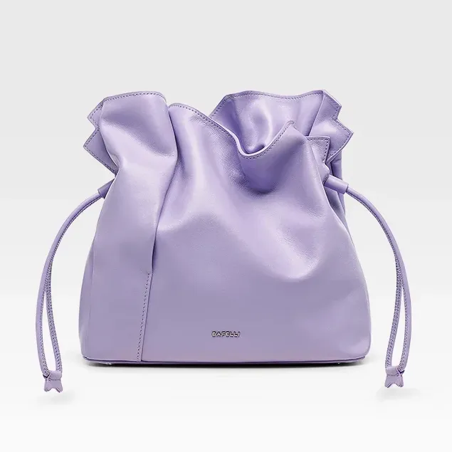 Genuine Leather Casual Bucket  Shoulder Handbag