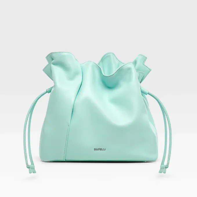 Genuine Leather Casual Bucket  Shoulder Handbag