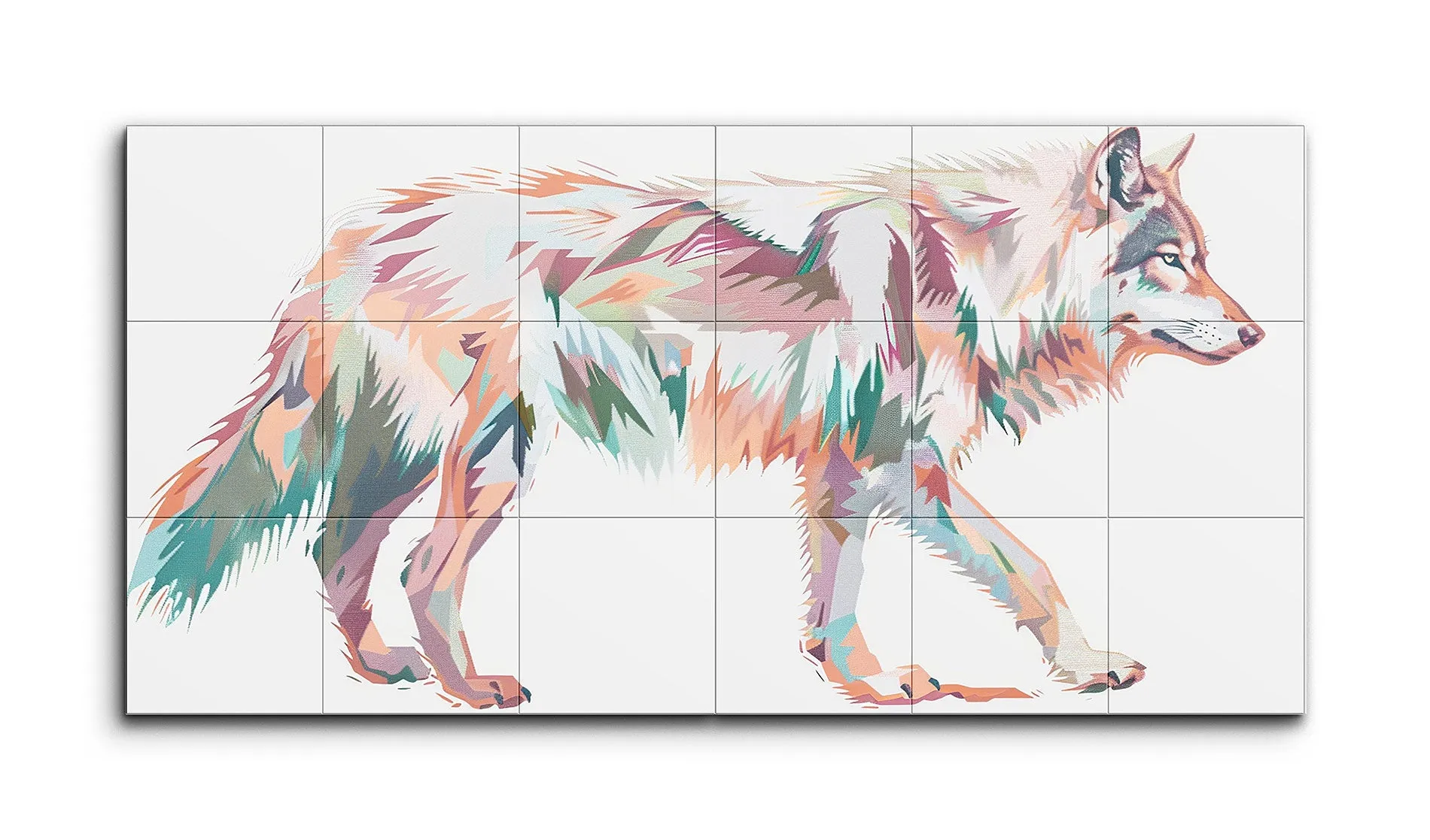 Geometric Wolf: Vibrant Abstract Design