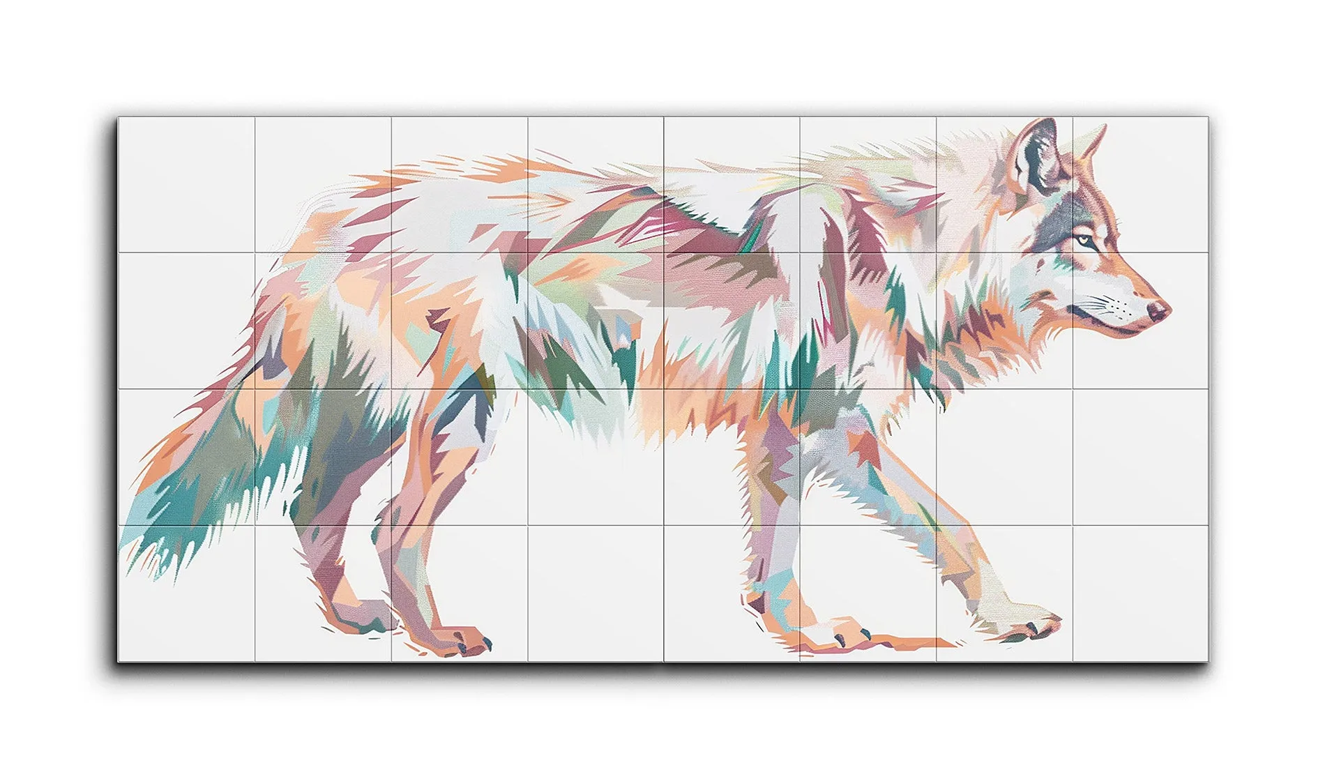 Geometric Wolf: Vibrant Abstract Design