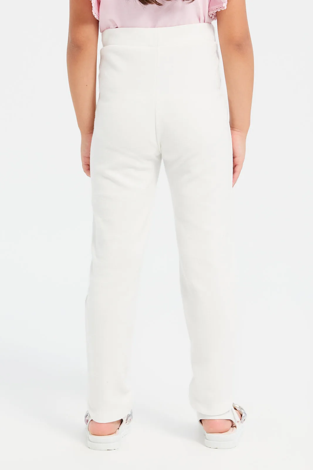 Girls Ivory Button Details Leggings
