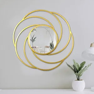 Gold Round Wall Mounted Mirror,Vintage Circle Wall Mirror, Decorative Round Hanging Mirror for Entryway Hallway Bedroom