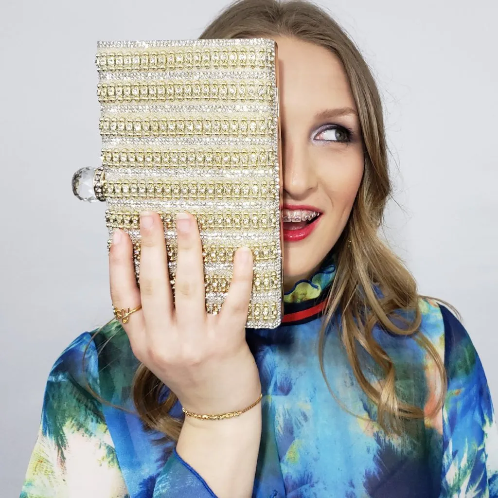 Golden Charm Evening Jewel Encrusted Clutch