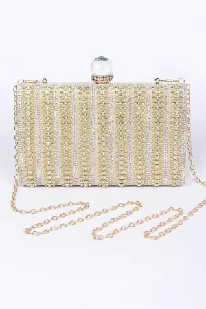 Golden Charm Evening Jewel Encrusted Clutch