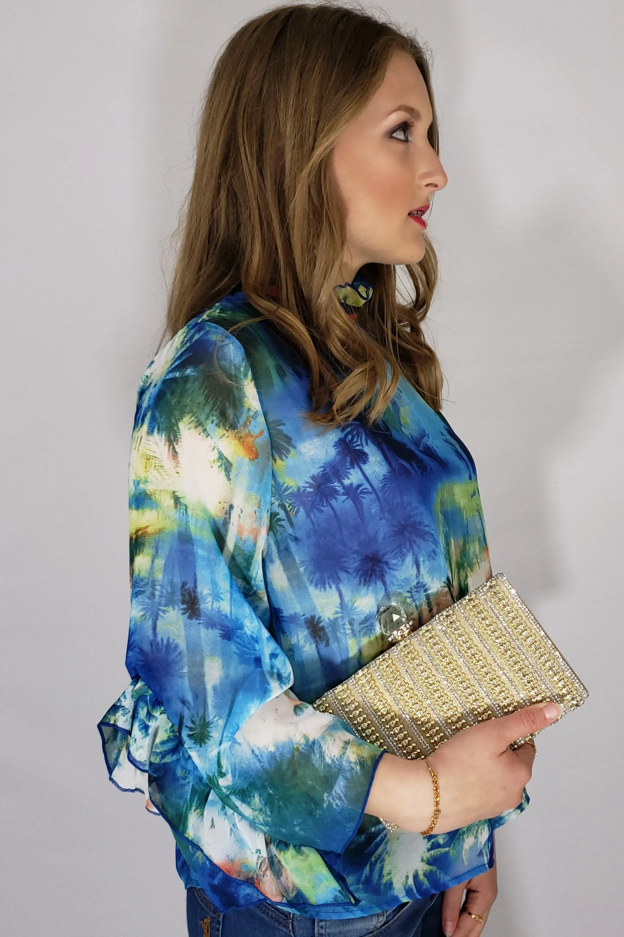 Golden Charm Evening Jewel Encrusted Clutch