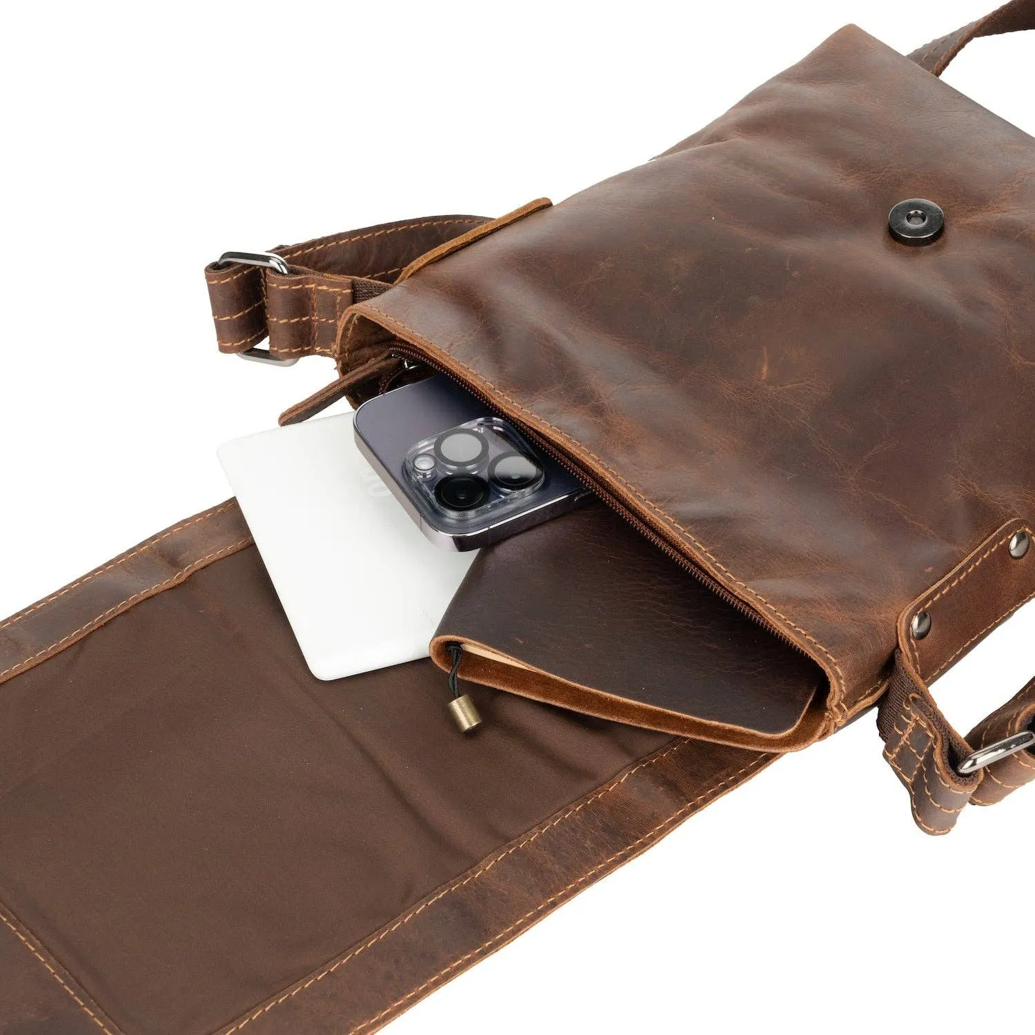 Greenwood Leather Mini Messenger Bag Henrik -  Dark Brown