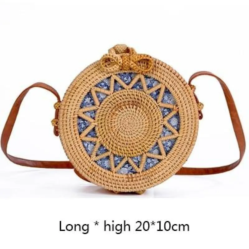 Hand-Woven Rattan Bag Embroidery Shoulder Crossbody Bags