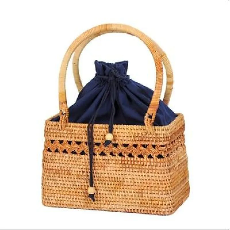 Hand-Woven Rattan Bag Embroidery Shoulder Crossbody Bags