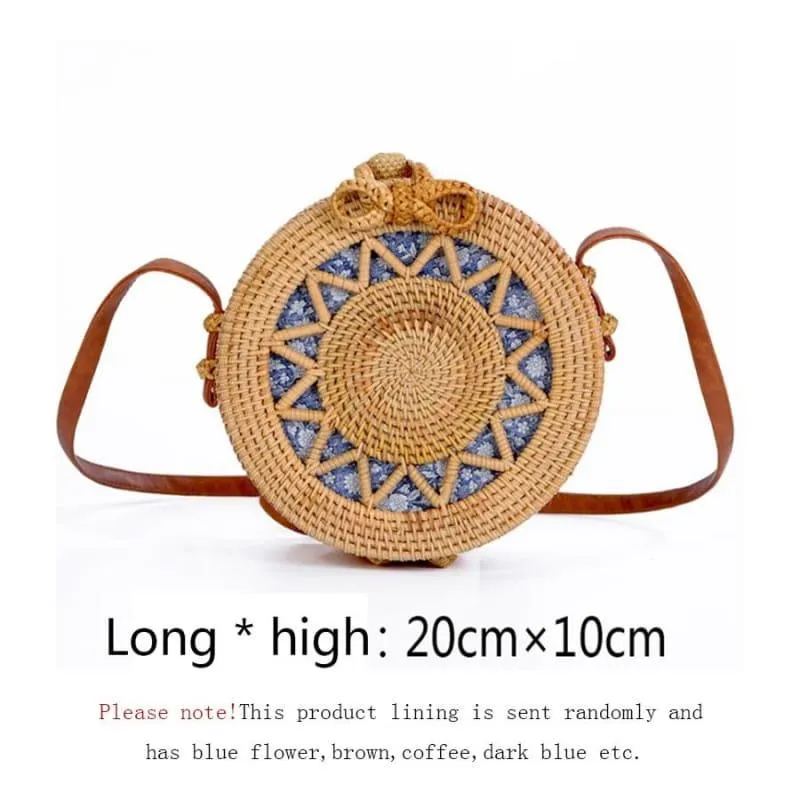 Hand-Woven Rattan Bag Embroidery Shoulder Crossbody Bags