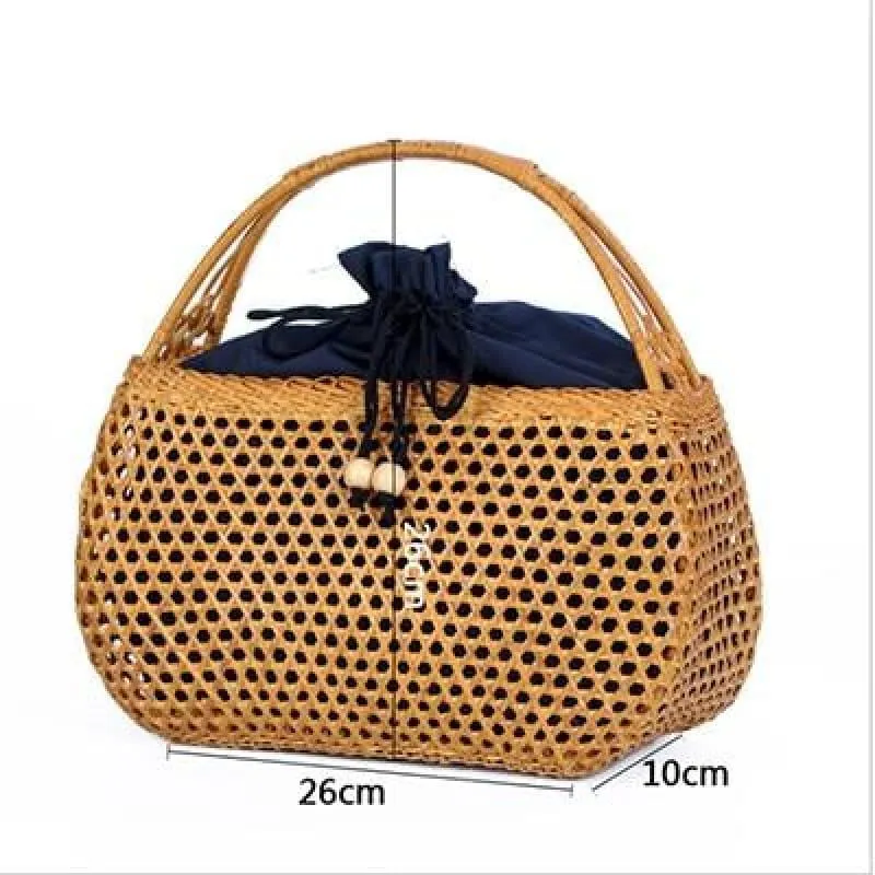 Hand-Woven Rattan Bag Embroidery Shoulder Crossbody Bags