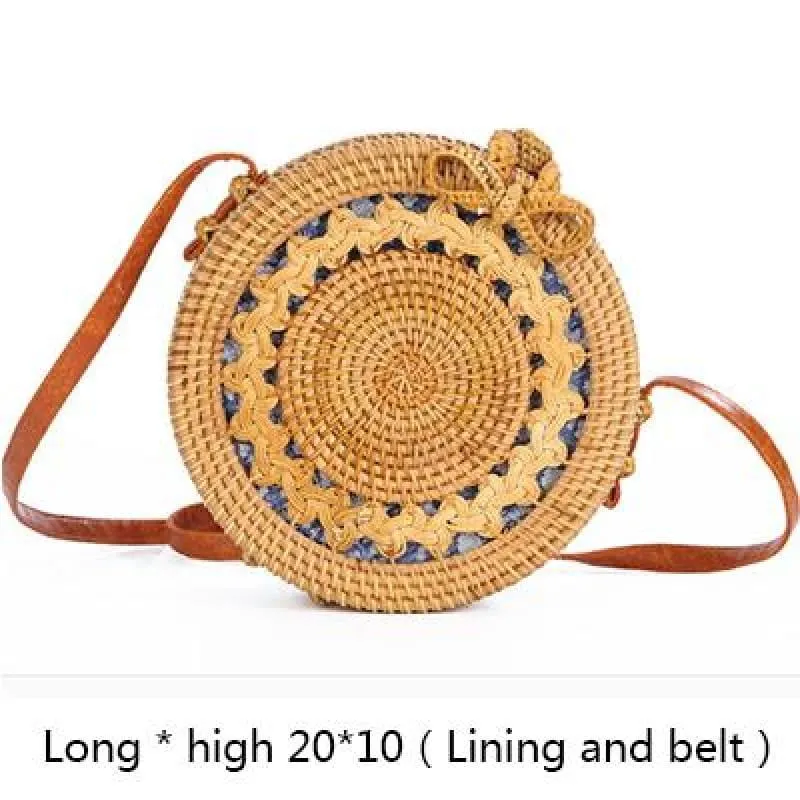 Hand-Woven Rattan Bag Embroidery Shoulder Crossbody Bags