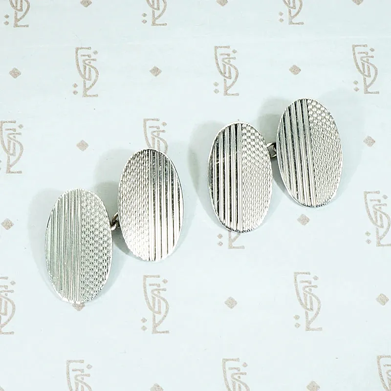Handsome Engraved Sterling Silver Cufflinks