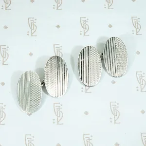 Handsome Engraved Sterling Silver Cufflinks