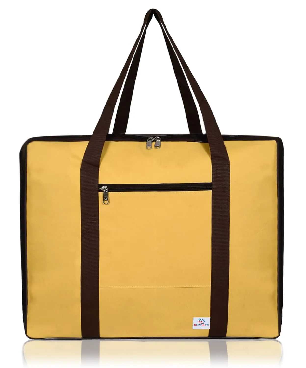 Heart Home Large Moisture Proof Wardrobe Organizer Storage Bag For Clothes With Zipper Closure and Handle- Pack of 2 (Yellow & Brown)-HS43HEARTH26691